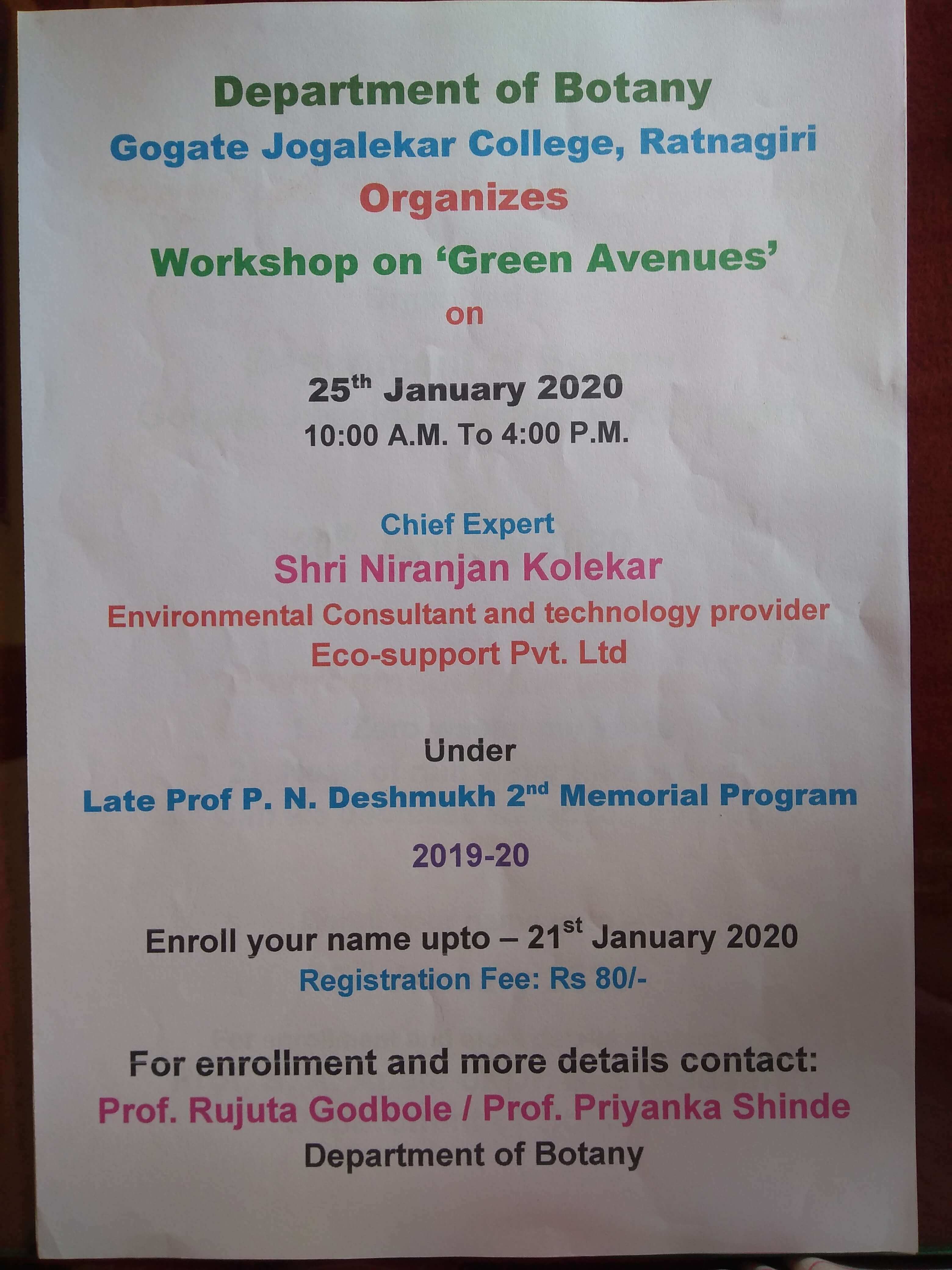 Workshop on Green Avenues